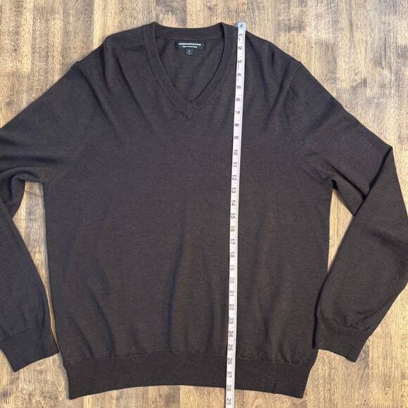 Express Design Studio 100% Italian Merino Wool V-Neck Pullover Sweater Brown XL - Picture 6 of 9